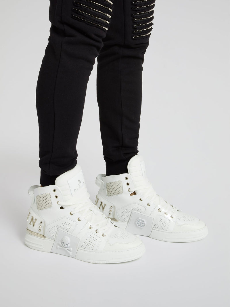 Phantom Kick$ White High-Top Sneakers