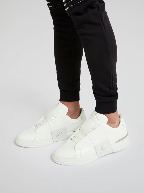 Phantom Kick$ White Slip-On Sneakers