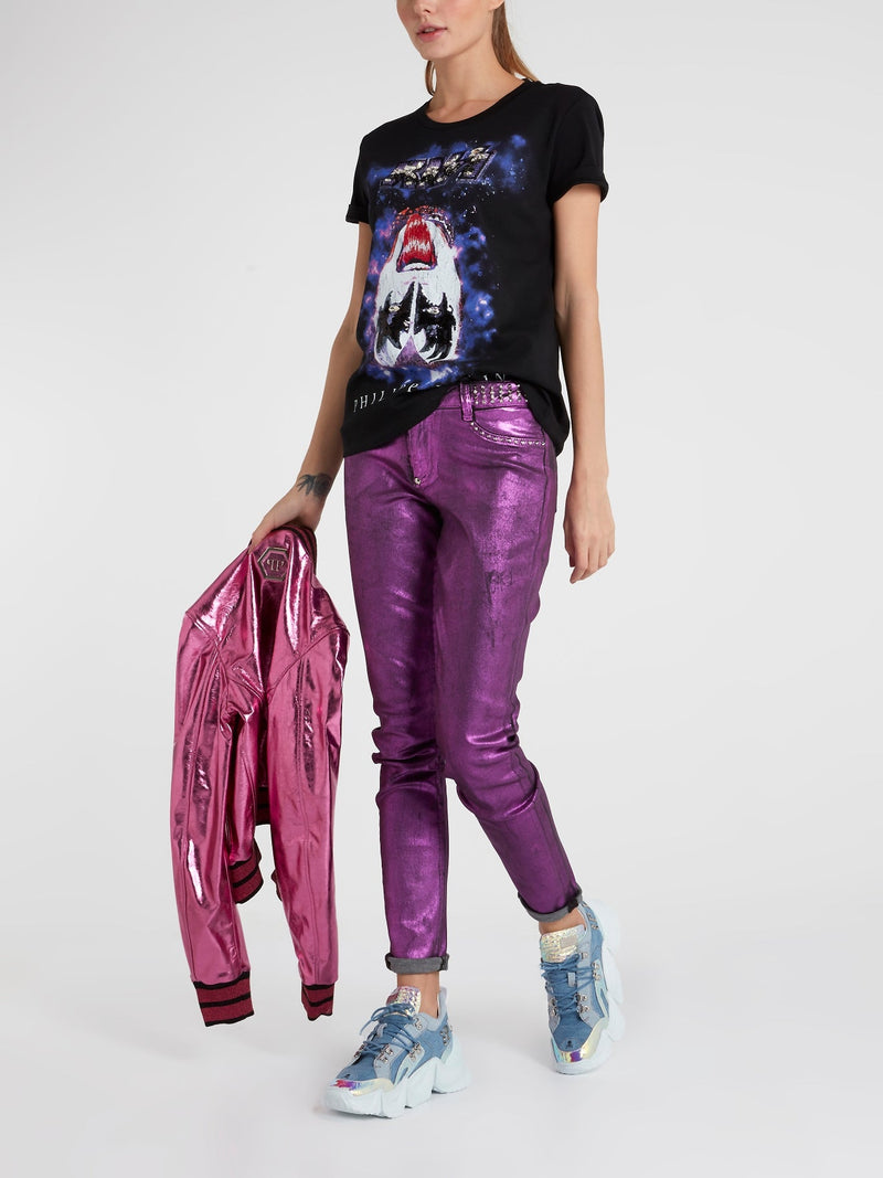 Purple Metallic Studded Pants