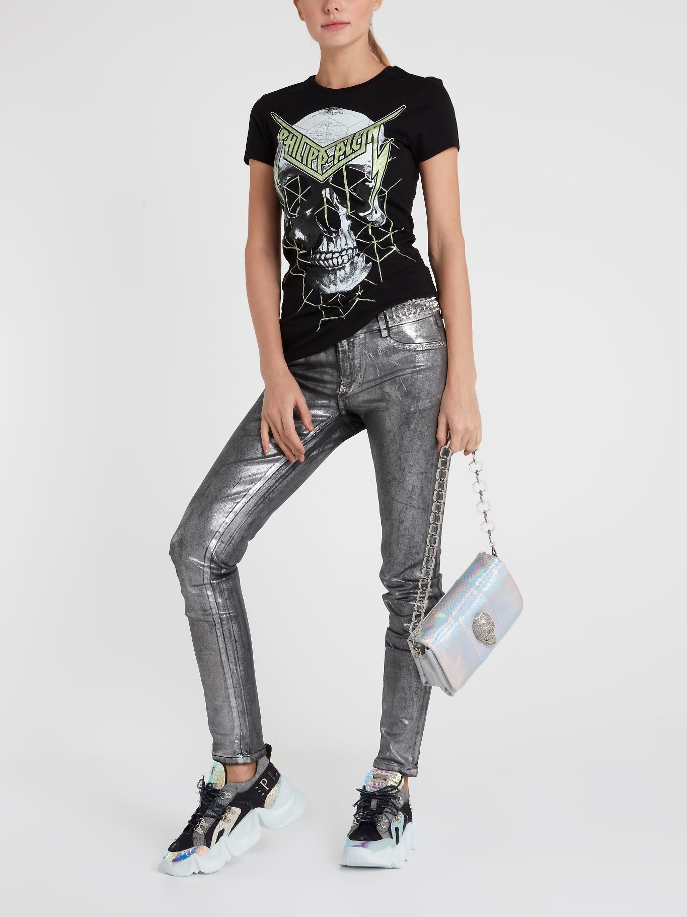 Black Studded Skull T-Shirt