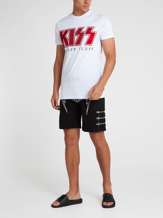 Rock Band Print White Crewneck T-Shirt