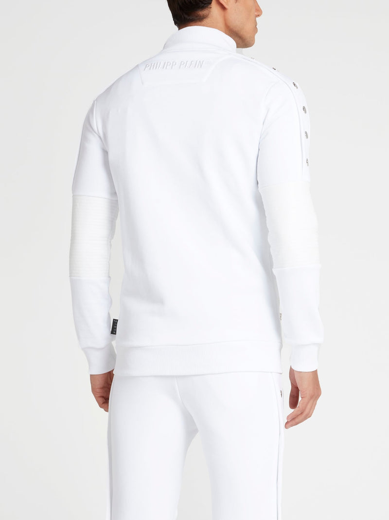 White Zip-Up Track Jacket