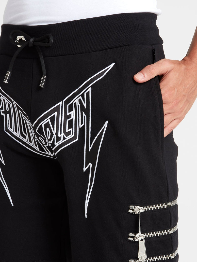 Black Zipper Detail Active Shorts