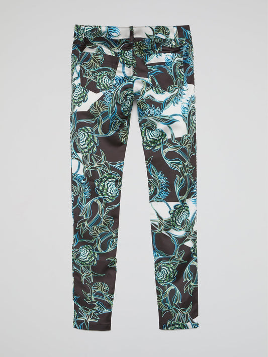 Floral Print Slim Fit Pants