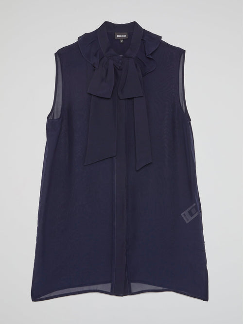 Navy Bow Tie Sleeveless Top