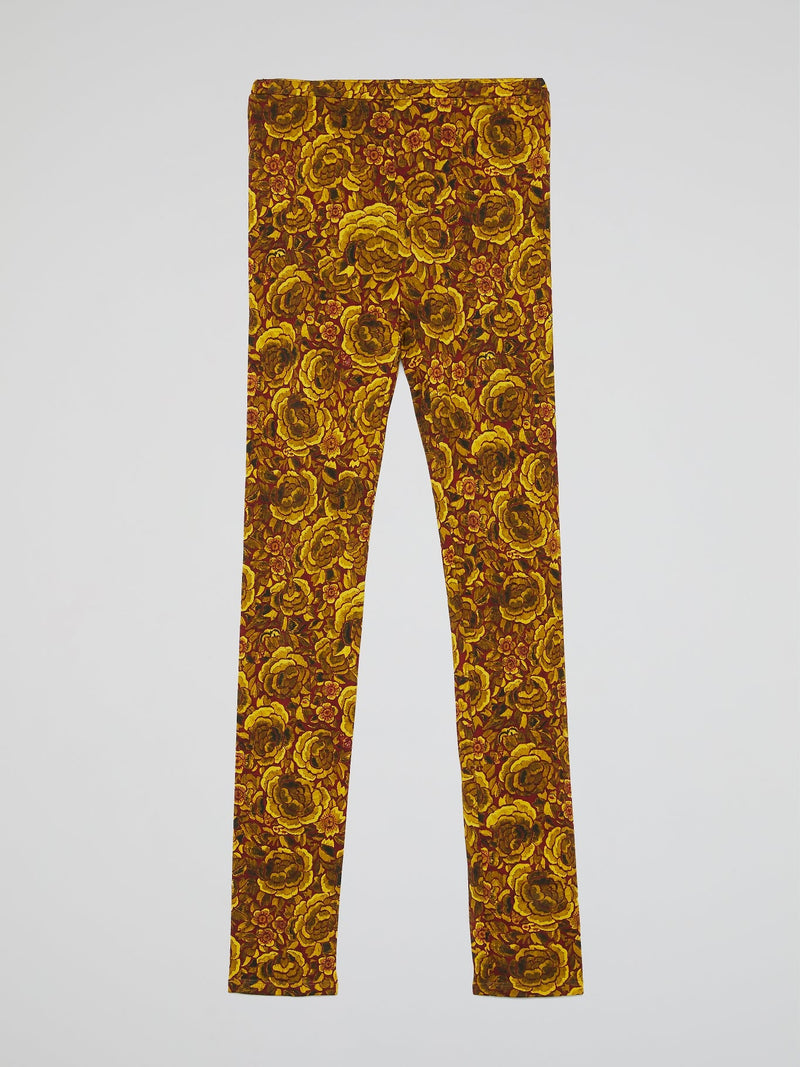 Yellow Floral Print Leggings