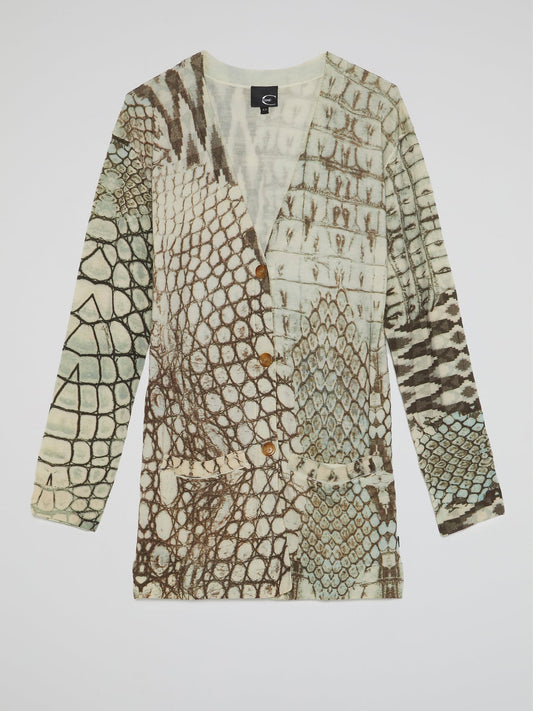 Reptilian Print Cardigan