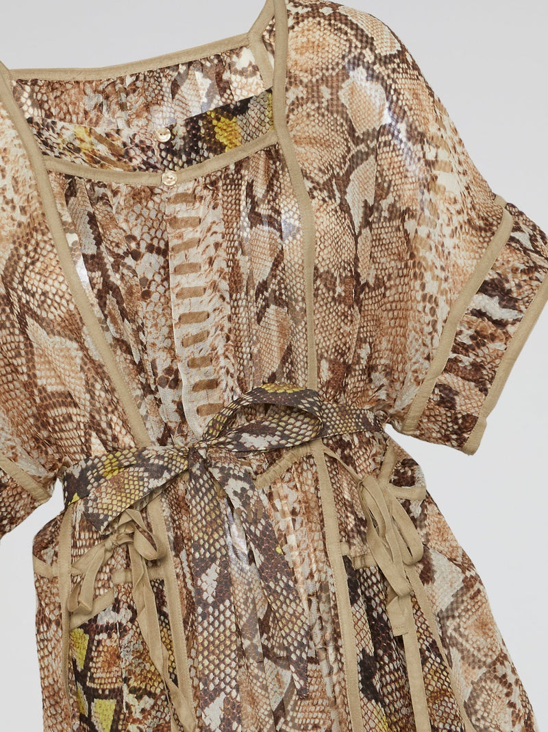 Snake Print Ribbon Detail Dress