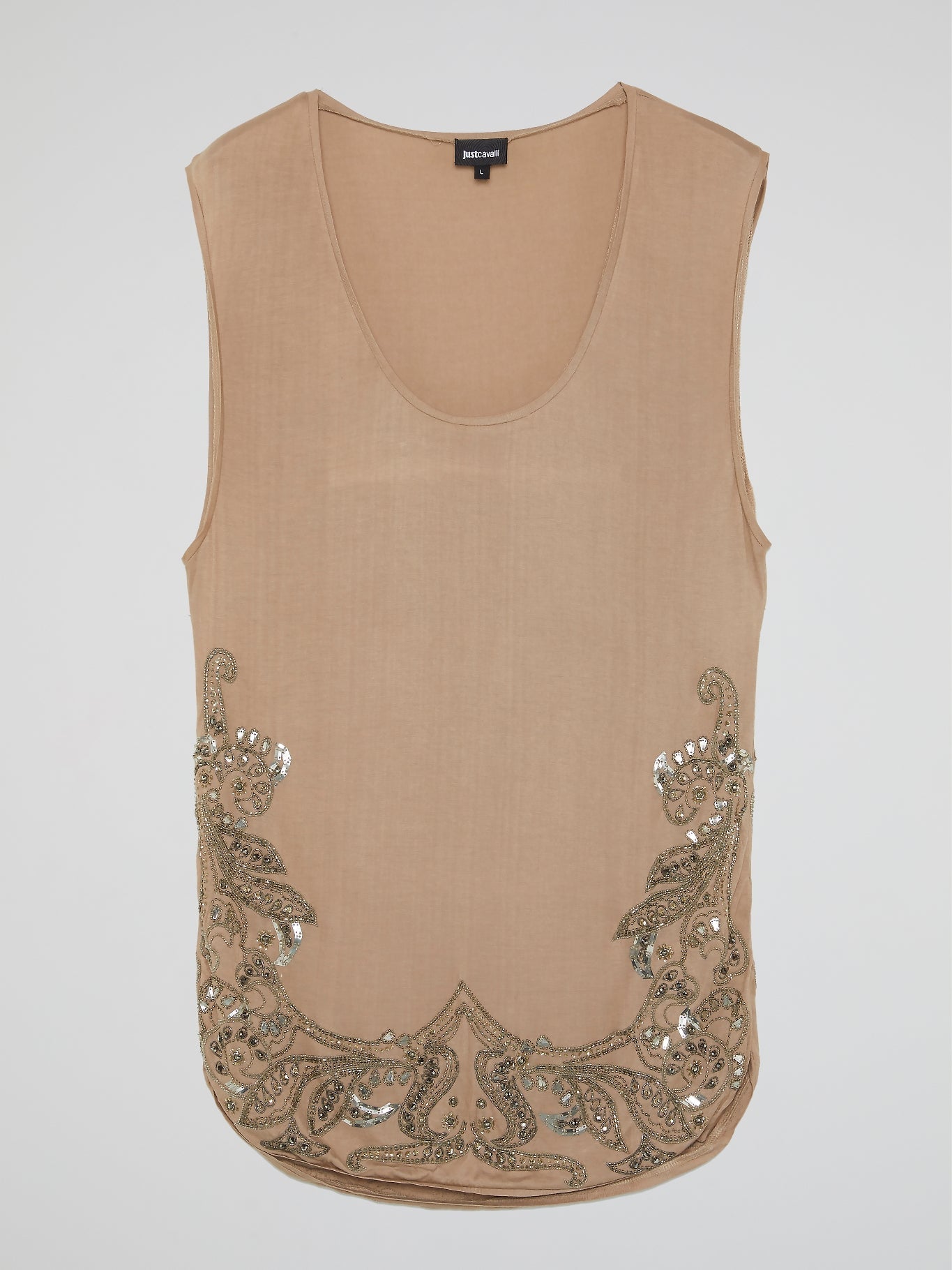 Beige Crystal Embellished Top