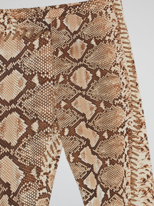 Brown Reptile Print Leggings