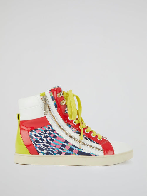 Colour Block Lace-Up Sneakers