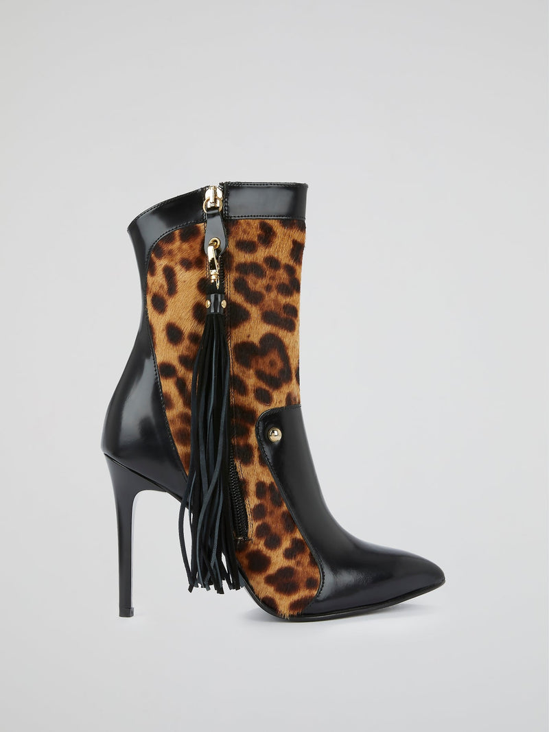 Leopard Print Tassel Boots