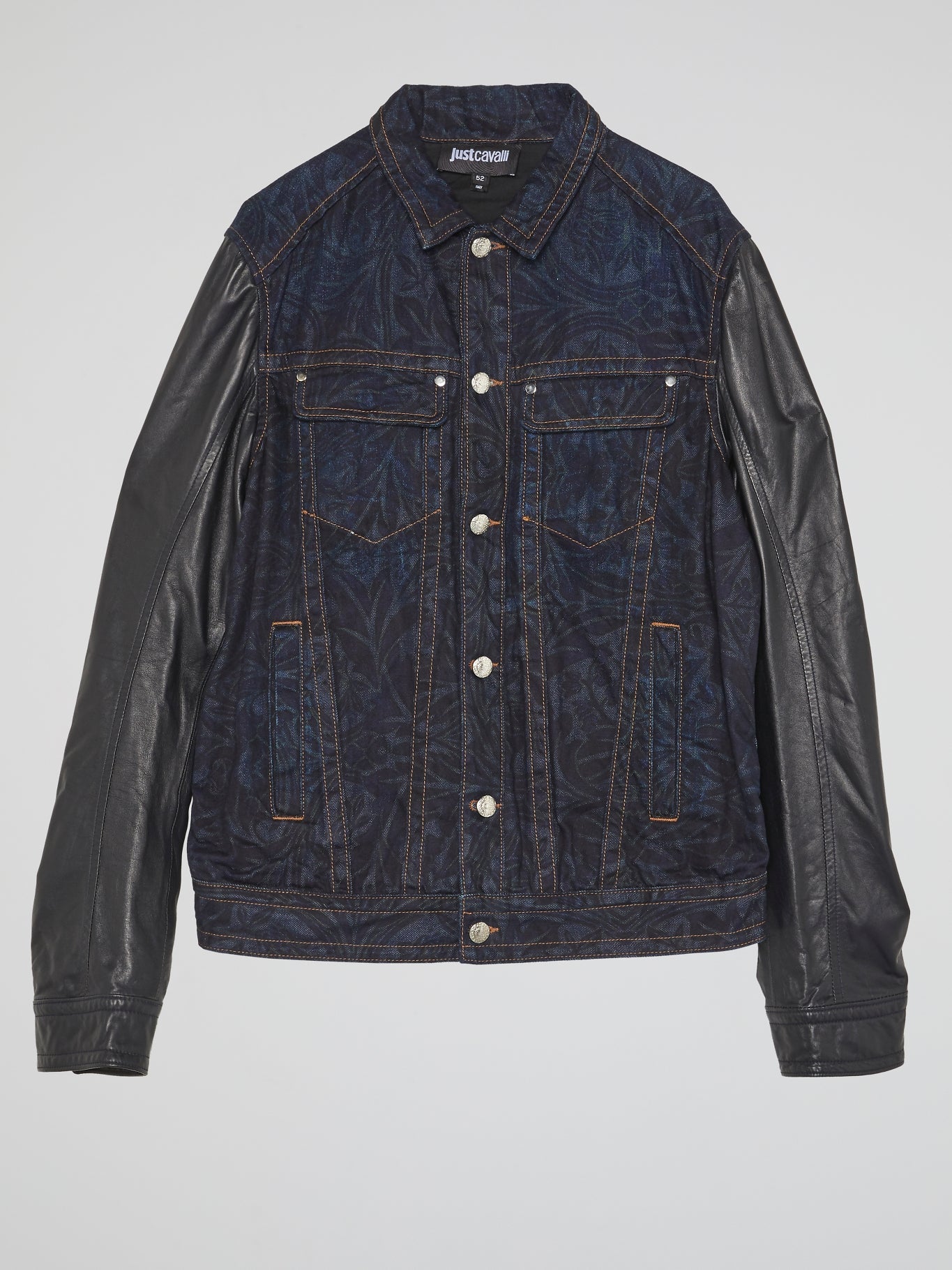 Leather Sleeve Denim Jacket