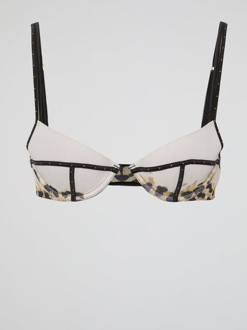 Leopard Print Embellished Bra