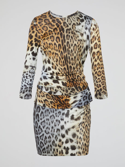 Leopard Print Draped Dress