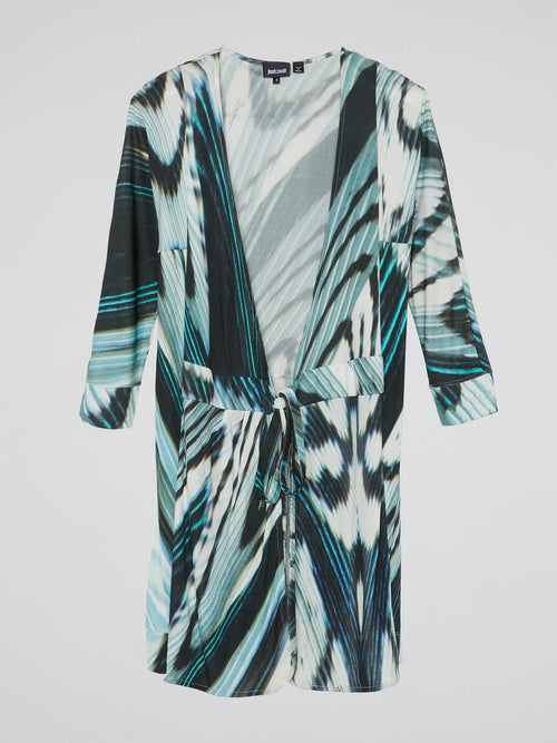 Printed Tie-Front Robe Dress