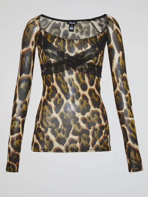 Leopard Print Long Sleeve Top