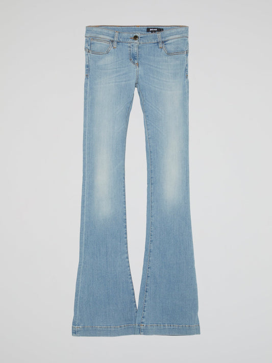 Blue Acid Wash Bootcut Jeans