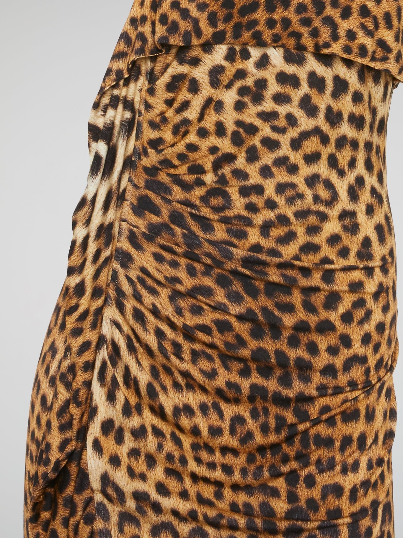 Leopard Print Draped Sleeveless Dress