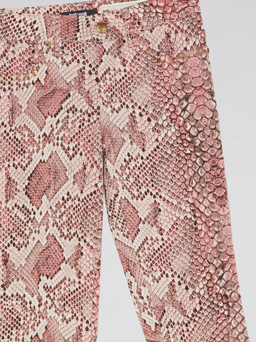 Pink Snake Print Jeans