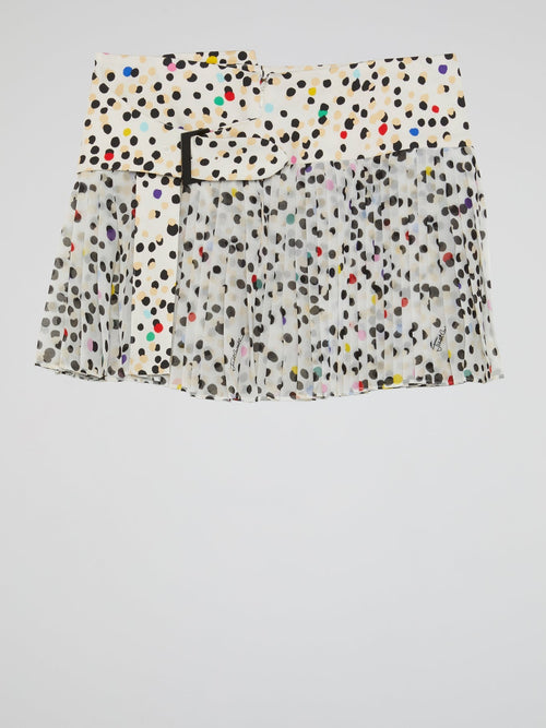 Polka Dot Pleated Mini Skirt