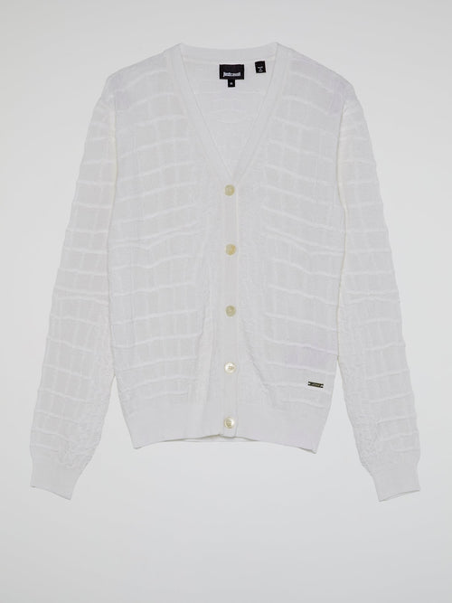 White Reptilian Cardigan