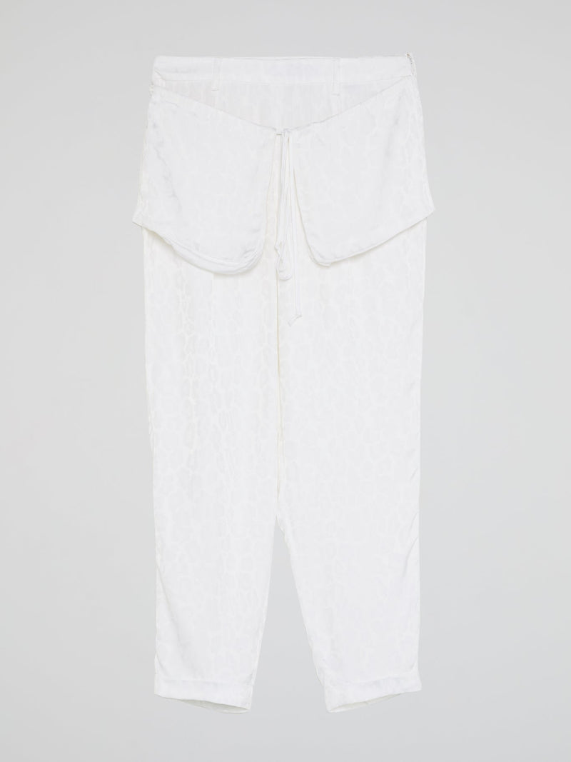 White Printed Flap Trousers