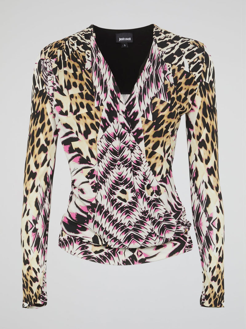 Animal Print V-Neck Top