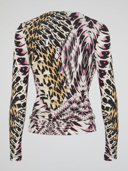 Animal Print V-Neck Top