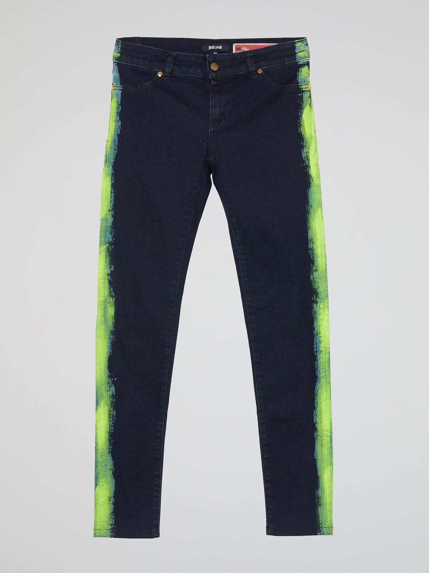 Navy Contrast Side Print Jeans