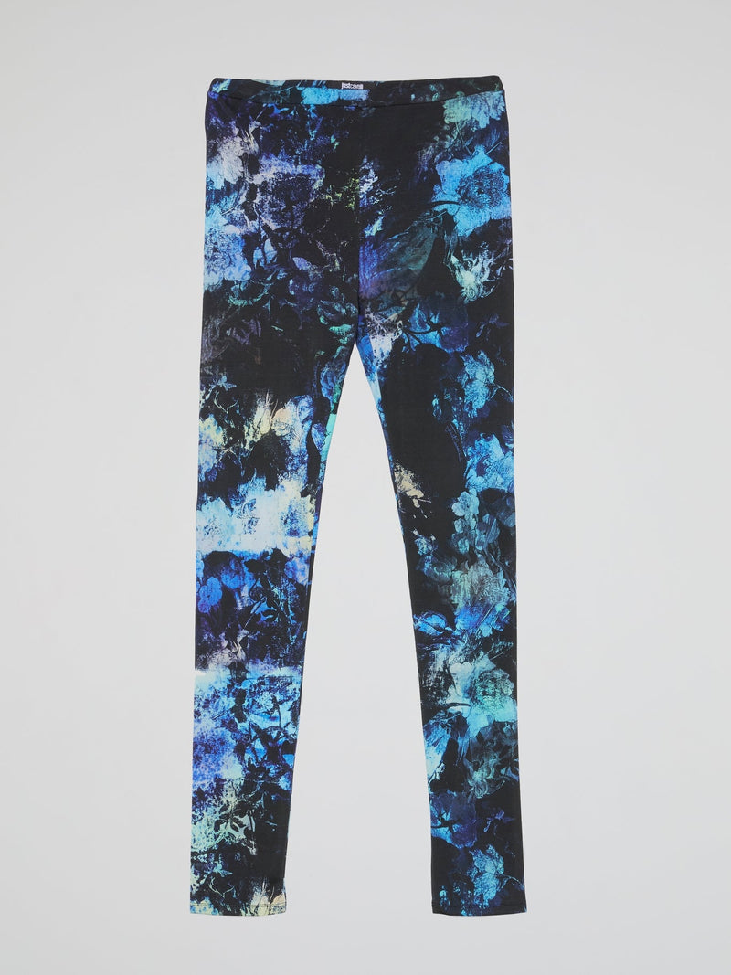 Blue Floral Print Leggings