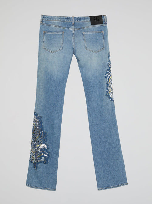 Blue Studded Denim Jeans