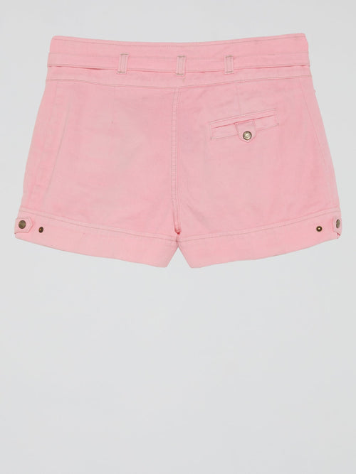 Pink Belted Mini Shorts