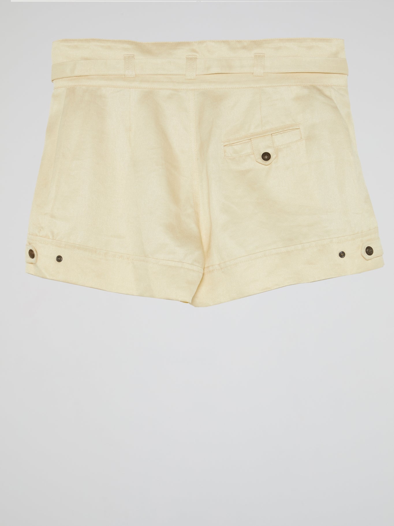 Beige Belted Mini Shorts