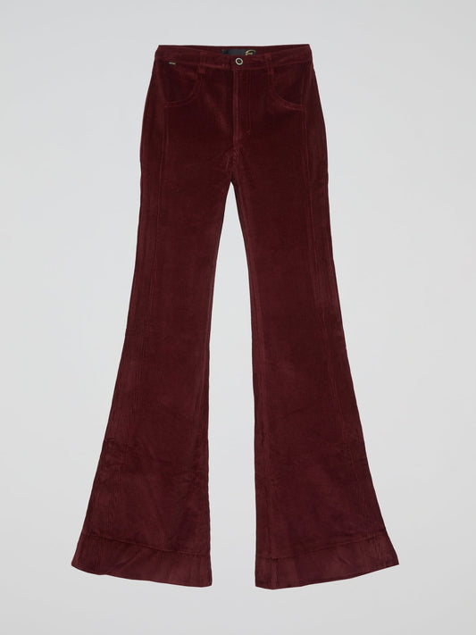 Burgundy Corduroy Flared Pants