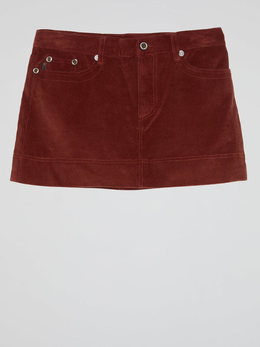 Burgundy Corduroy Mini Skirt