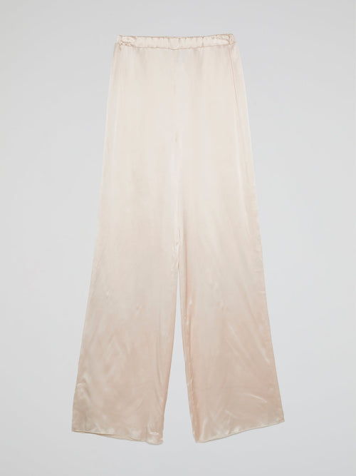 White Elastic Waist Palazzo Pants