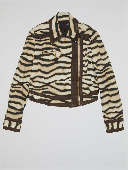 Animal Print Zip-Up Jacket