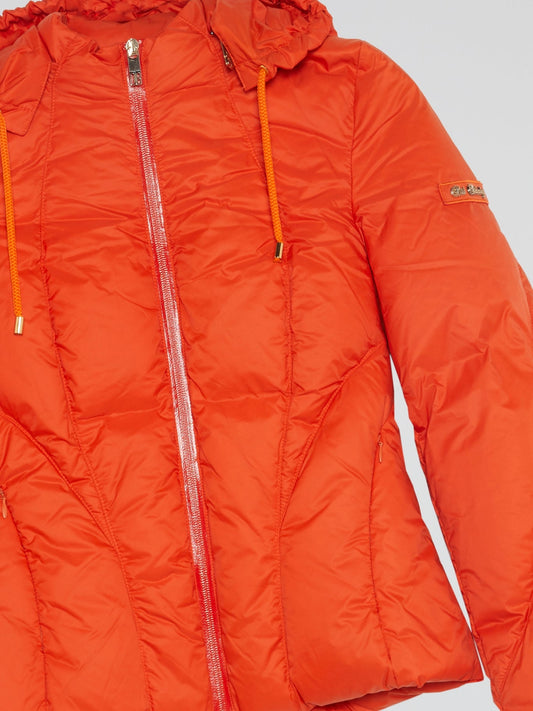 Orange Zip-Up Down Jacket