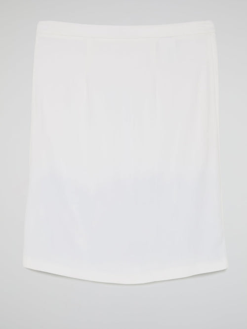 White Pleat Panel Skirt