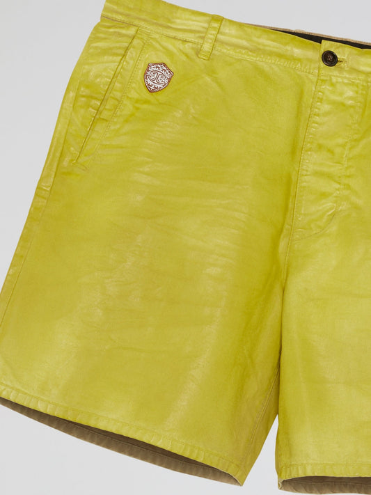 Chartreuse Leather Shorts