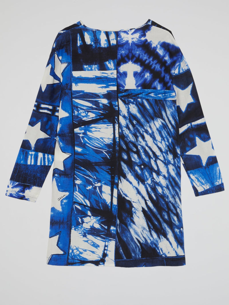 Blue Star Print Shift Dress