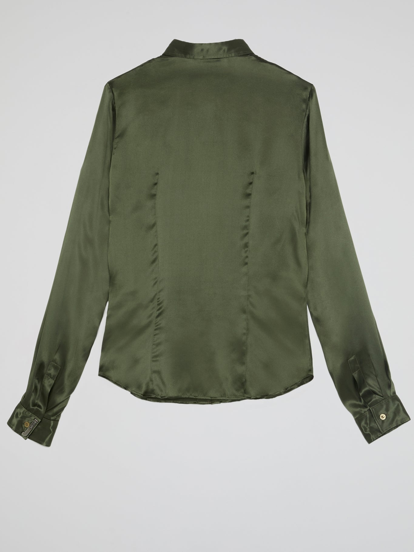 Olive Long Sleeve Silk Shirt