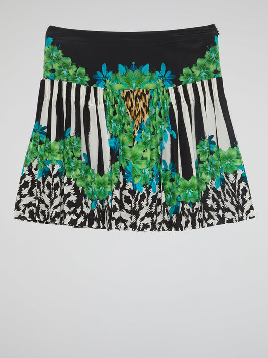 Floral Print Pleated Mini Skirt