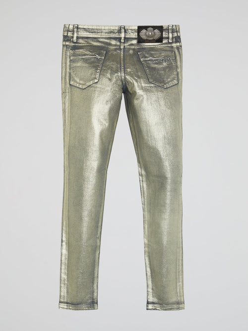 Metallic Slim Fit Jeans