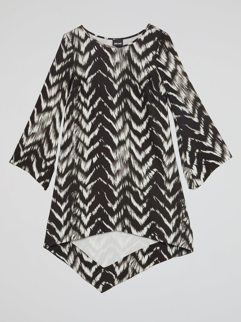 Printed High-Low Shift Dress