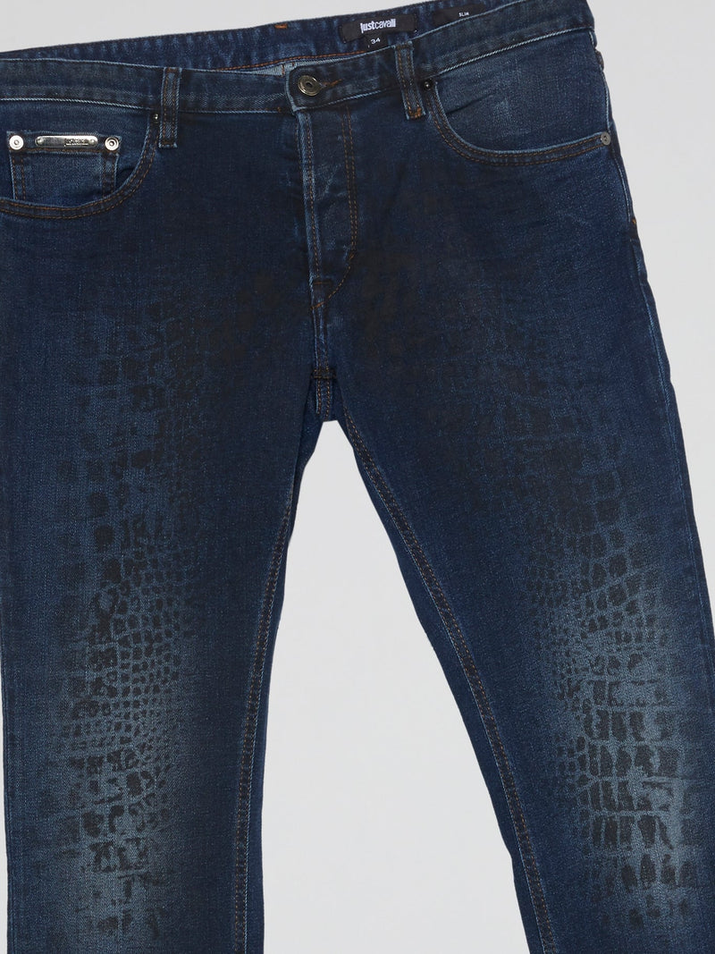 Navy Snake Effect Jeans