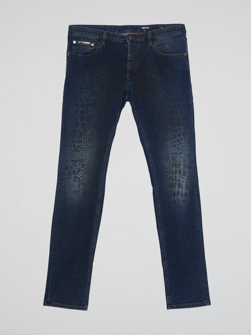 Navy Snake Effect Jeans