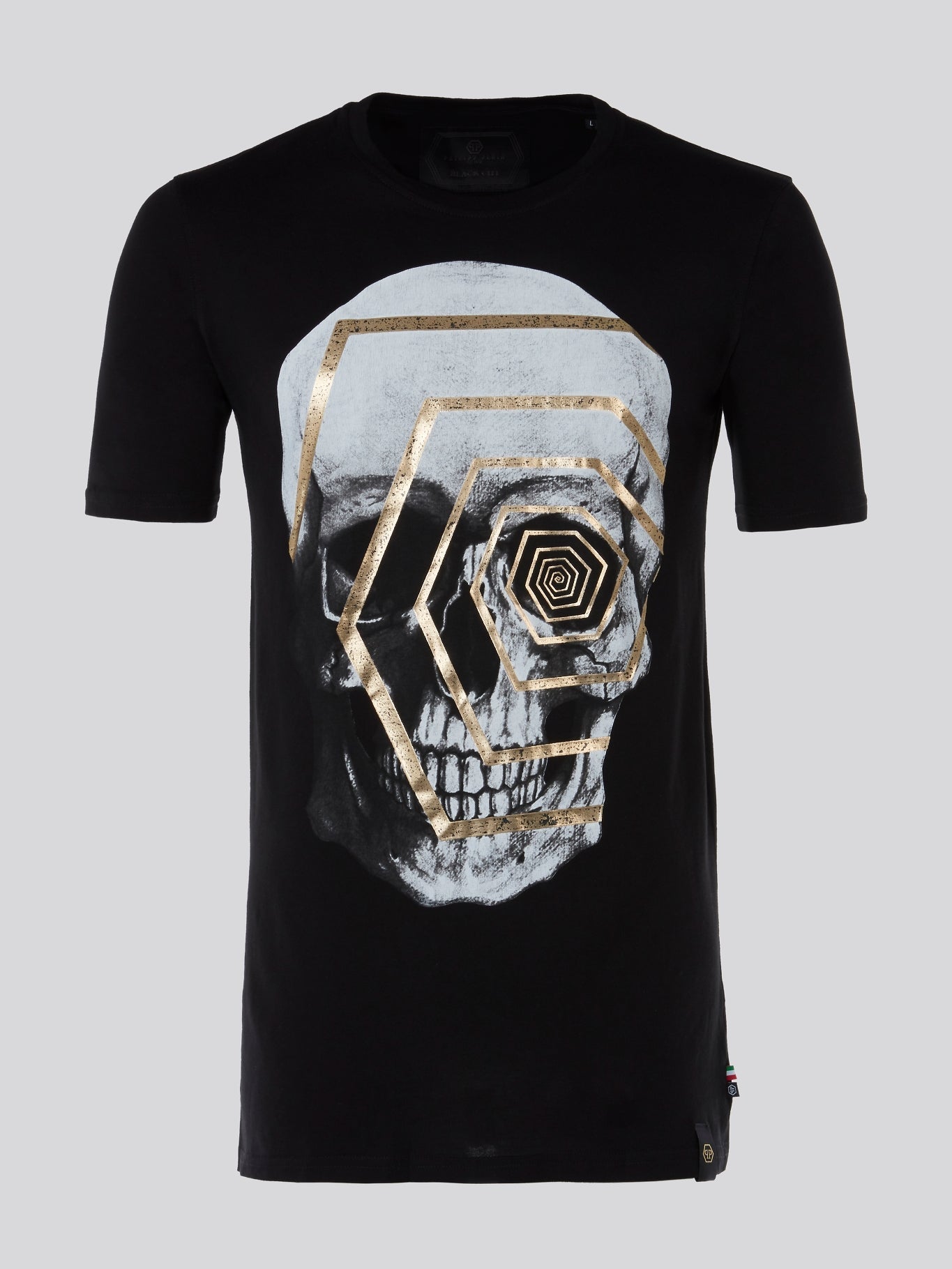 Black Geometrical Skull Print T-Shirt