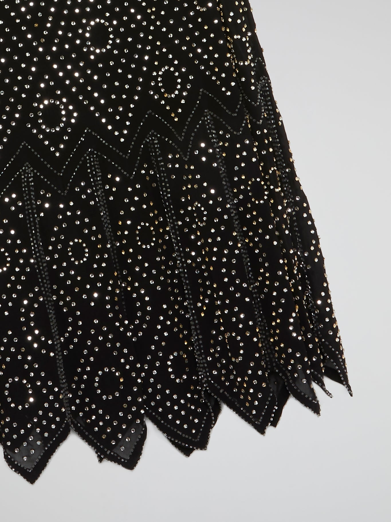 Black Geometric Studded Scoop Dress